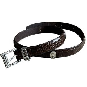Belt Master Women’s Brown Italian Leather Golf Motif Belt- L